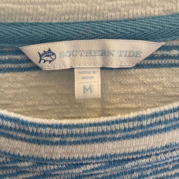 Southern Tide Blue White Striped Cotton Striped Lana Top Sweatshirt Size Medium - Picture 2 of 6